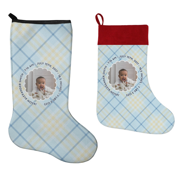 Baby Boy Photo Stockings - Side by Side compare