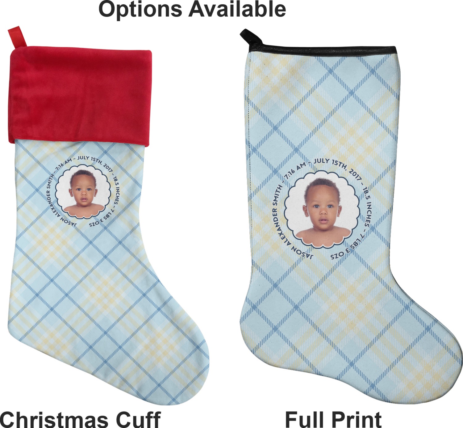 Baby Boy Photo Christmas Stocking Neoprene (Personalized