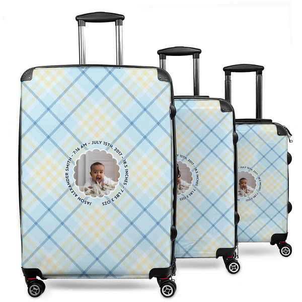 Custom Baby Boy Photo 3 Piece Luggage Set - 20" Carry On, 24" Medium Checked, 28" Large Checked