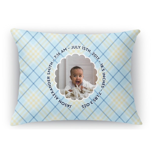 Custom Baby Boy Photo Rectangular Throw Pillow Case - 12"x18" (Personalized)