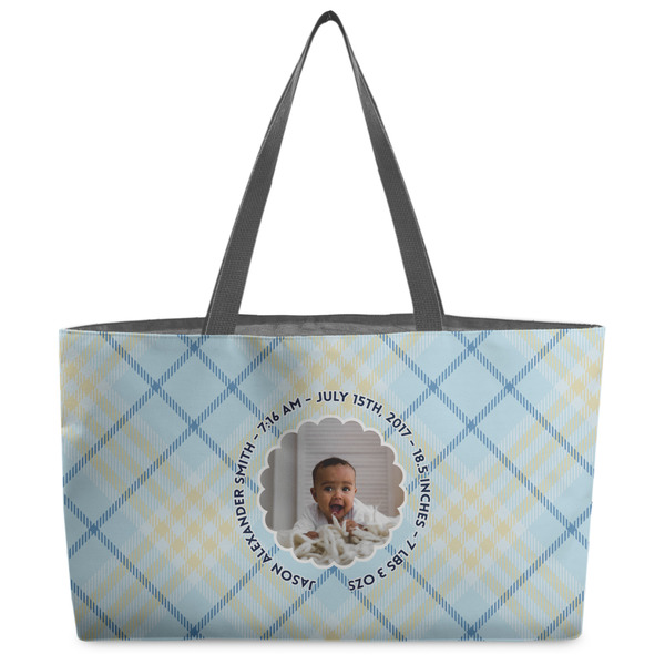 Custom Baby Boy Photo Beach Totes Bag - w/ Black Handles