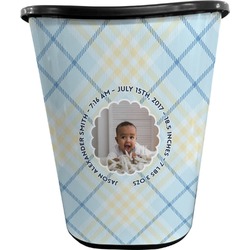Baby Boy Photo Waste Basket - Single Sided (Black) (Personalized)