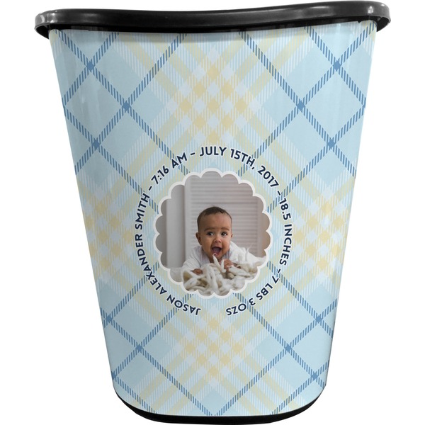 Baby Boy Photo Trash Can Black