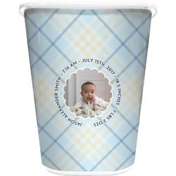 Baby Boy Photo Waste Basket - Single Sided (White) (Personalized)