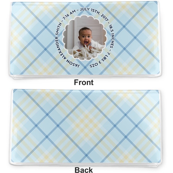 Baby Boy Photo Vinyl Check Book Cover - Front and Back