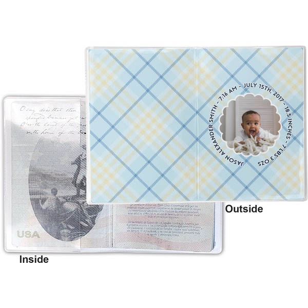 Baby Boy Photo Vinyl Passport Holder - Flat Front and Back