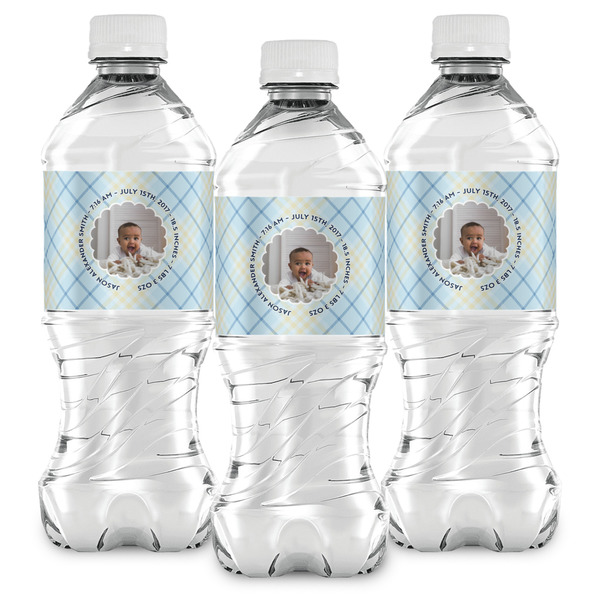 Baby Boy Photo Water Bottle Labels - Front View