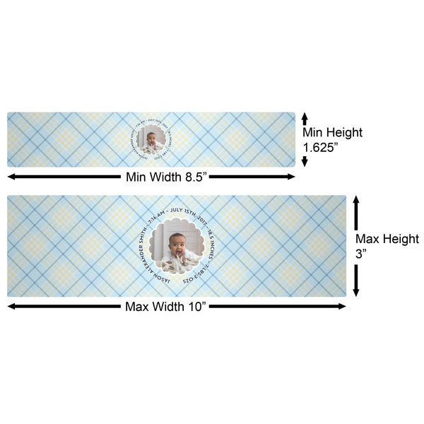 Baby Boy Photo Water Bottle Labels w/ Dimensions