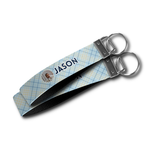 Baby Boy Photo Webbing Keychain FOBs - Size Comparison