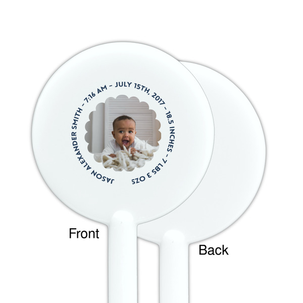 Baby Boy Photo White Plastic 5.5" Stir Stick - Single Sided - Round - Front & Back