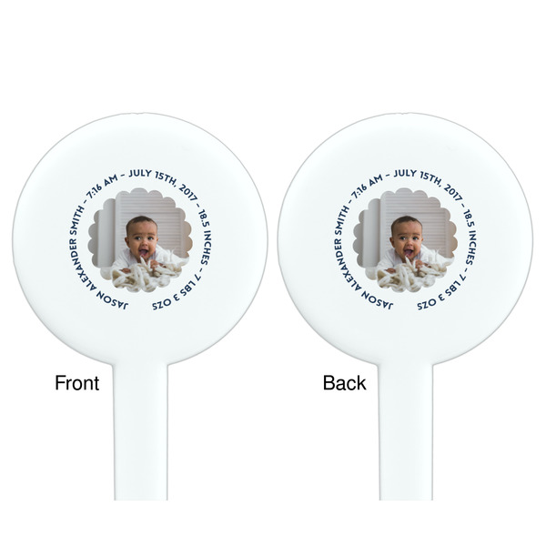Baby Boy Photo White Plastic 7" Stir Stick - Double Sided - Round - Front & Back