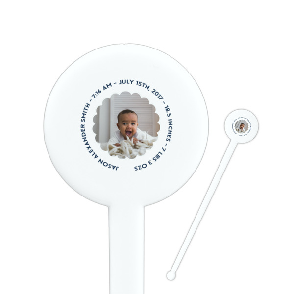 Custom Baby Boy Photo Round Plastic Stir Sticks