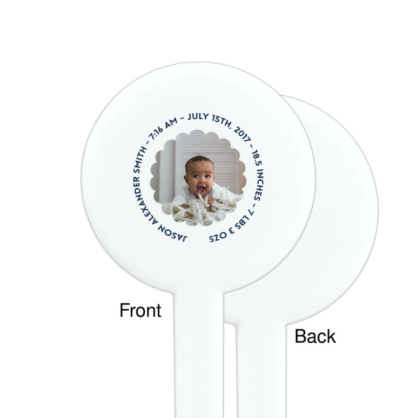 Baby Boy Photo White Plastic 7" Stir Stick - Single Sided - Round - Front & Back