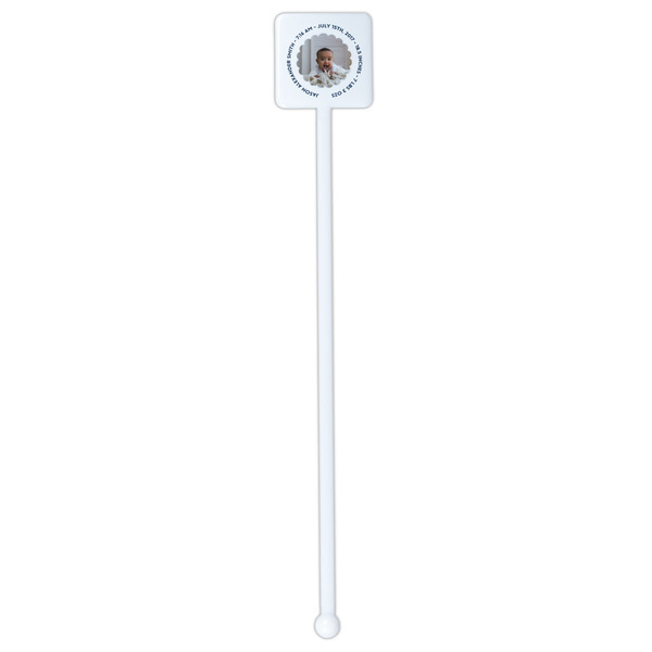 Baby Boy Photo White Plastic Stir Stick - Single Sided - Square - Single Stick