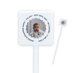 Baby Boy Photo Square Plastic Stir Sticks - Double Sided