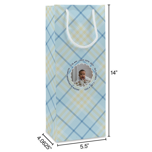 Baby Boy Photo Wine Gift Bag - Dimensions