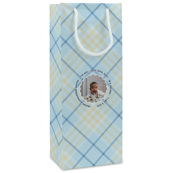 Custom Baby Boy Photo Wine Gift Bags