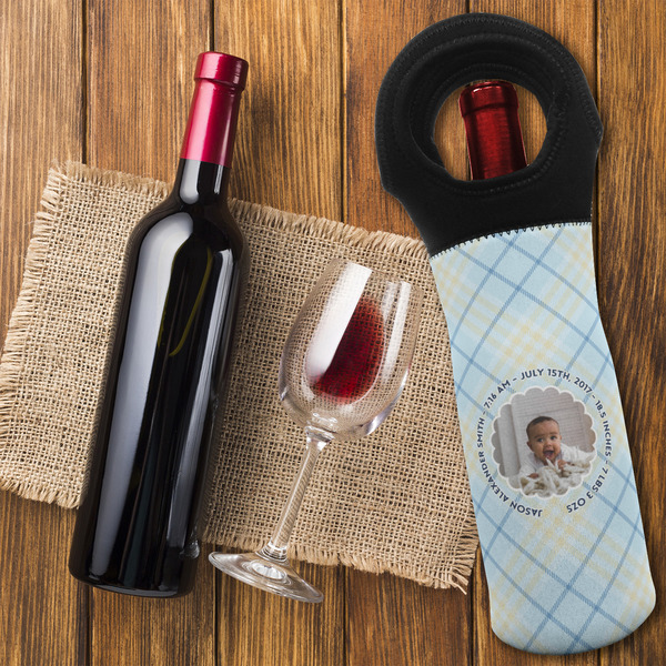 Baby Boy Photo Wine Tote Bag - FLATLAY