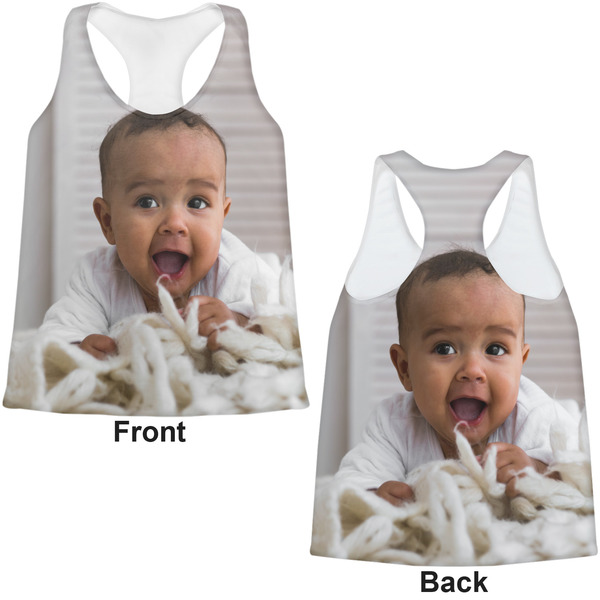 Baby Boy Photo Womens Racerback Tank Tops - Medium - Front and Back