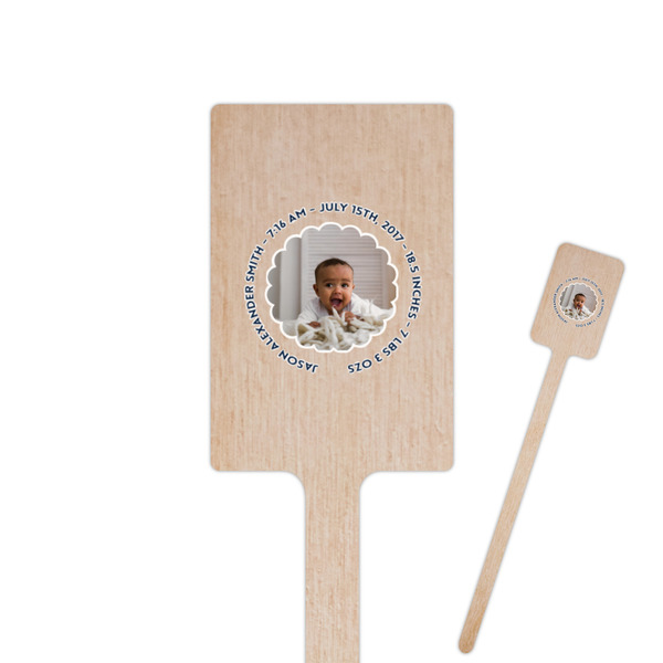 Custom Baby Boy Photo 6.25" Rectangle Wooden Stir Sticks - Single Sided