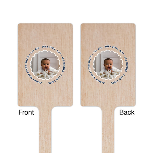 Baby Boy Photo Wooden 6.25" Stir Stick - Rectangular - Double Sided - Front & Back