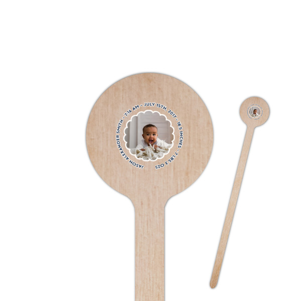 Custom Baby Boy Photo Round Wooden Stir Sticks