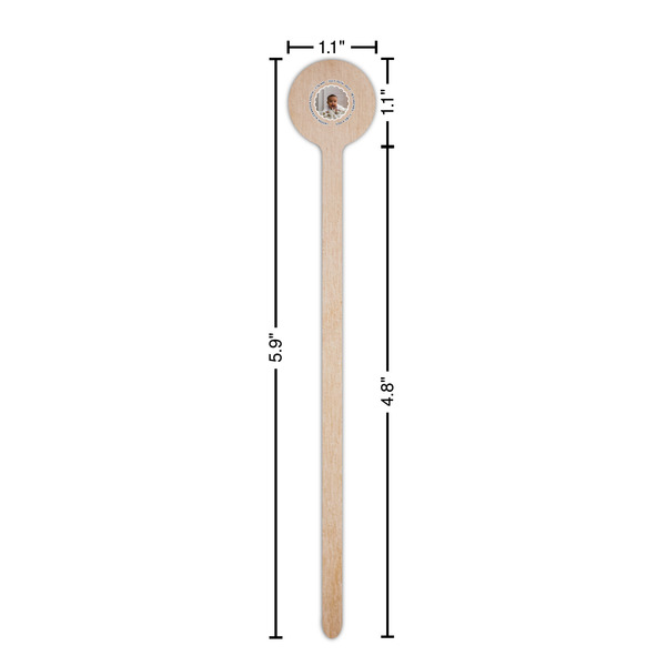 Baby Boy Photo Wooden 6" Stir Stick - Round - Dimensions