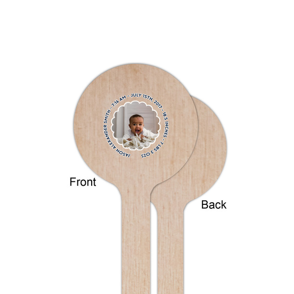 Baby Boy Photo Wooden 6" Stir Stick - Round - Single Sided - Front & Back