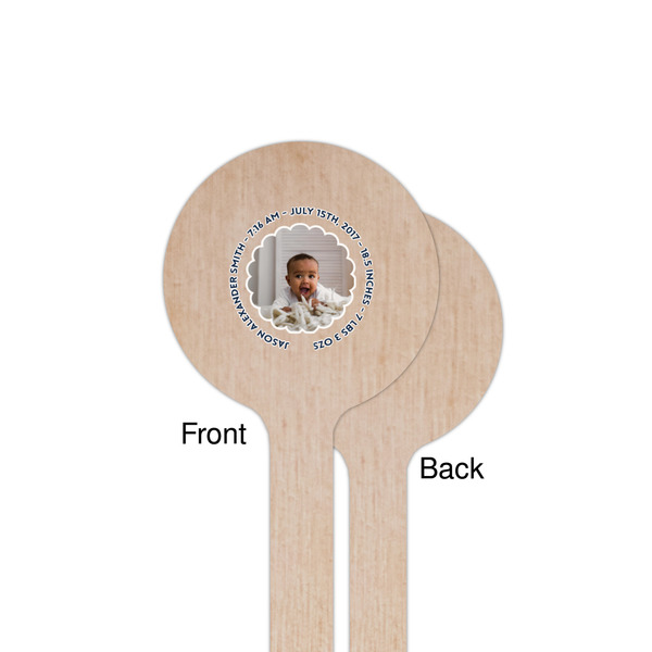 Baby Boy Photo Wooden 7.5" Stir Stick - Round - Single Sided - Front & Back