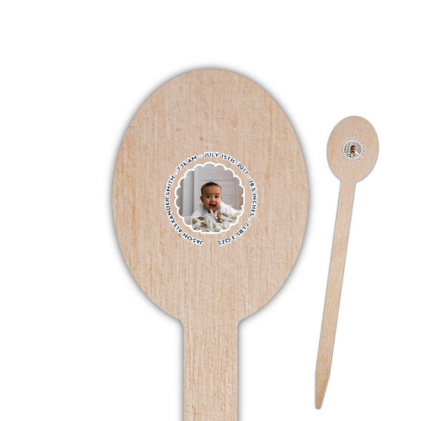 Custom Baby Boy Photo Oval Wooden Food Picks - Single Sided