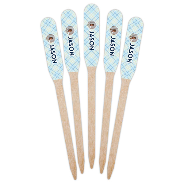 Baby Boy Photo Wooden Food Pick - Paddle - Fan View