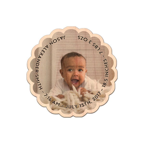 Custom Baby Boy Photo Genuine Maple or Cherry Wood Sticker (Personalized)