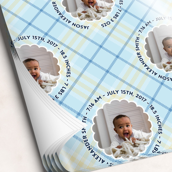 Custom Baby Boy Photo Wrapping Paper Sheets - Single-Sided - 20" x 28"