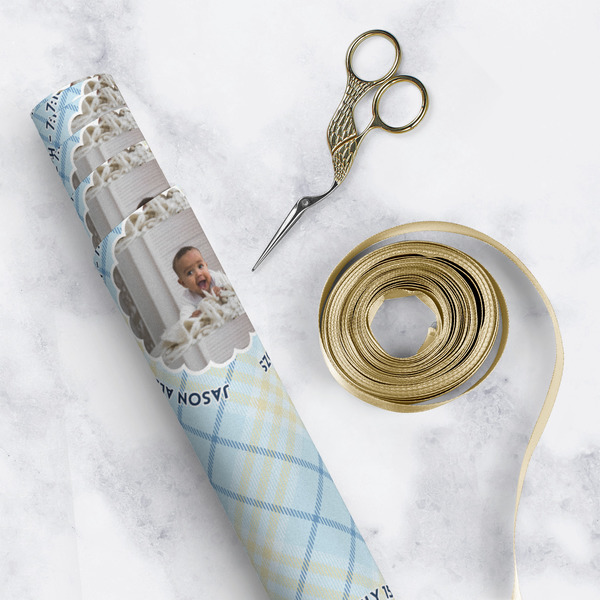 Baby Boy Photo Wrapping Paper Roll - Matte - In Context