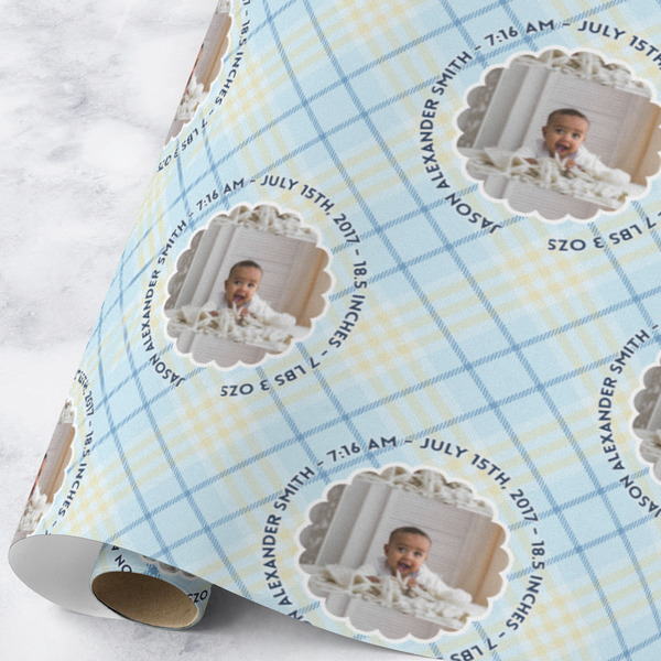 Custom Baby Boy Photo Wrapping Paper Roll - Large - Matte