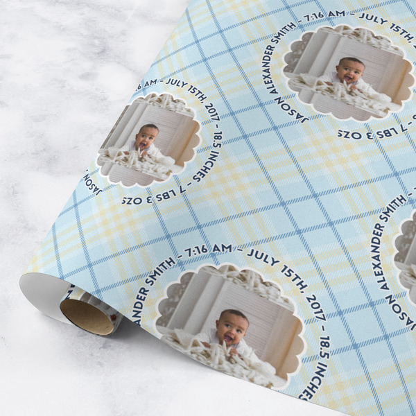Custom Baby Boy Photo Wrapping Paper Roll - Medium - Matte