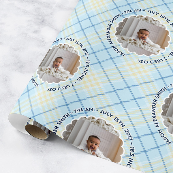 Custom Baby Boy Photo Wrapping Paper Roll - Small