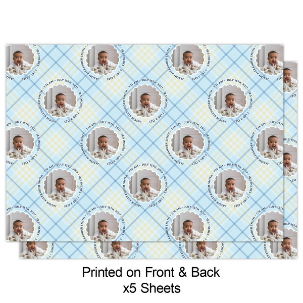 Baby Boy Photo Wrapping Paper Sheet - Double Sided - Front