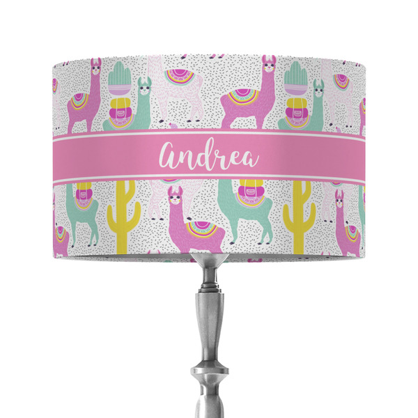 Llamas 12" Drum Lampshade - ON STAND (Fabric)
