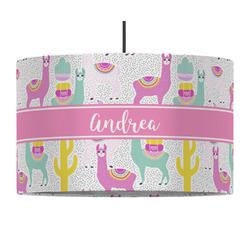 Llamas 12" Drum Pendant Lamp - Fabric (Personalized)