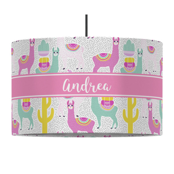 Custom Llamas 12" Drum Pendant Lamp - Fabric (Personalized)