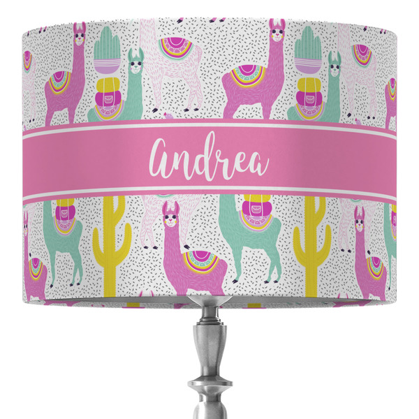 Custom Llamas 16" Drum Lamp Shade - Fabric (Personalized)