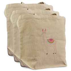 Llamas Reusable Cotton Grocery Bags - Set of 3