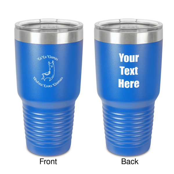 Custom Llamas 30 oz Stainless Steel Tumbler - Royal Blue - Double-Sided (Personalized)