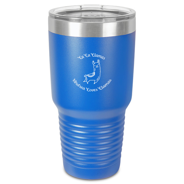 Llamas 30 oz Stainless Steel Ringneck Tumbler - Blue - Front