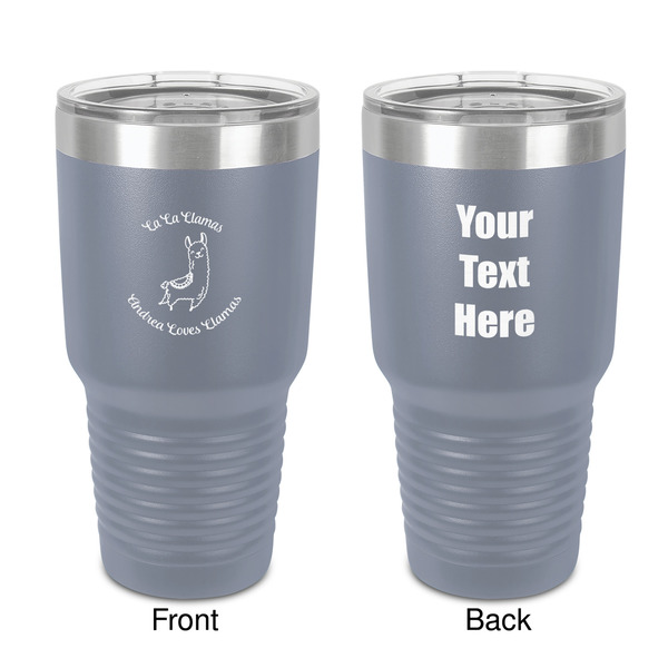 Custom Llamas 30 oz Stainless Steel Tumbler - Grey - Double-Sided (Personalized)