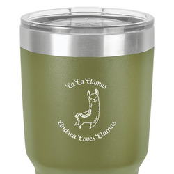 Llamas 30 oz Stainless Steel Tumbler - Olive - Single-Sided (Personalized)