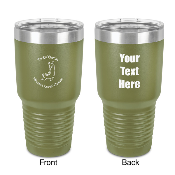 Custom Llamas 30 oz Stainless Steel Tumbler - Olive - Double-Sided (Personalized)