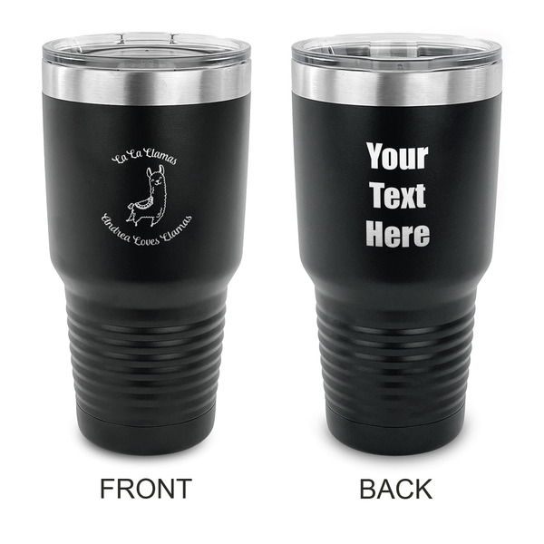 Custom Llamas 30 oz Stainless Steel Tumbler - Black - Double Sided (Personalized)
