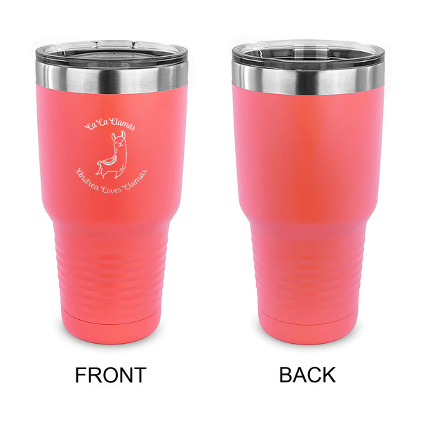 Llamas 30 oz Stainless Steel Ringneck Tumblers - Coral - Single Sided - APPROVAL